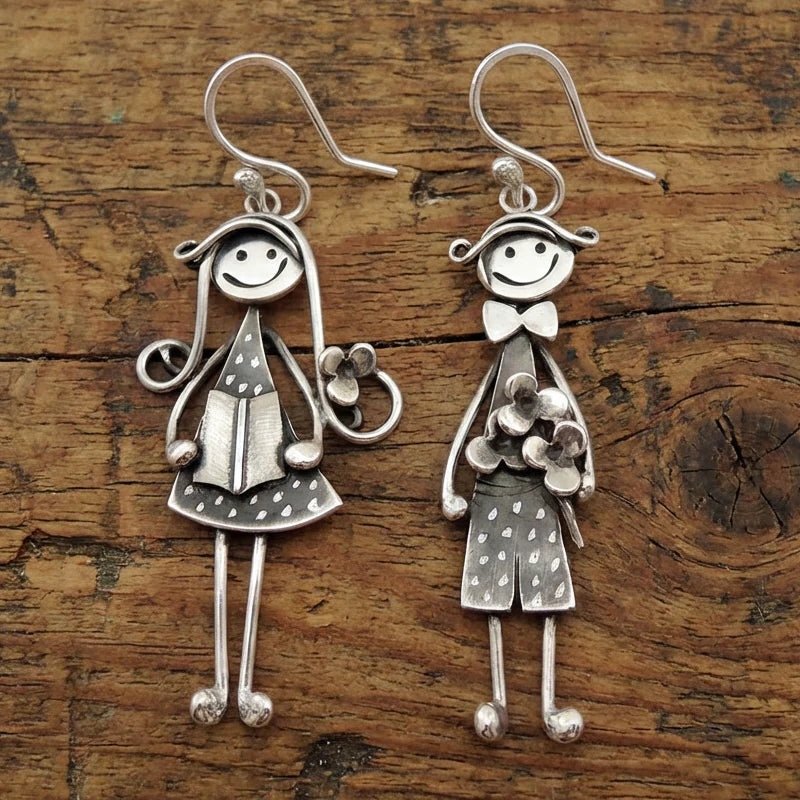 Pendientes colgantes vintage niño y niña