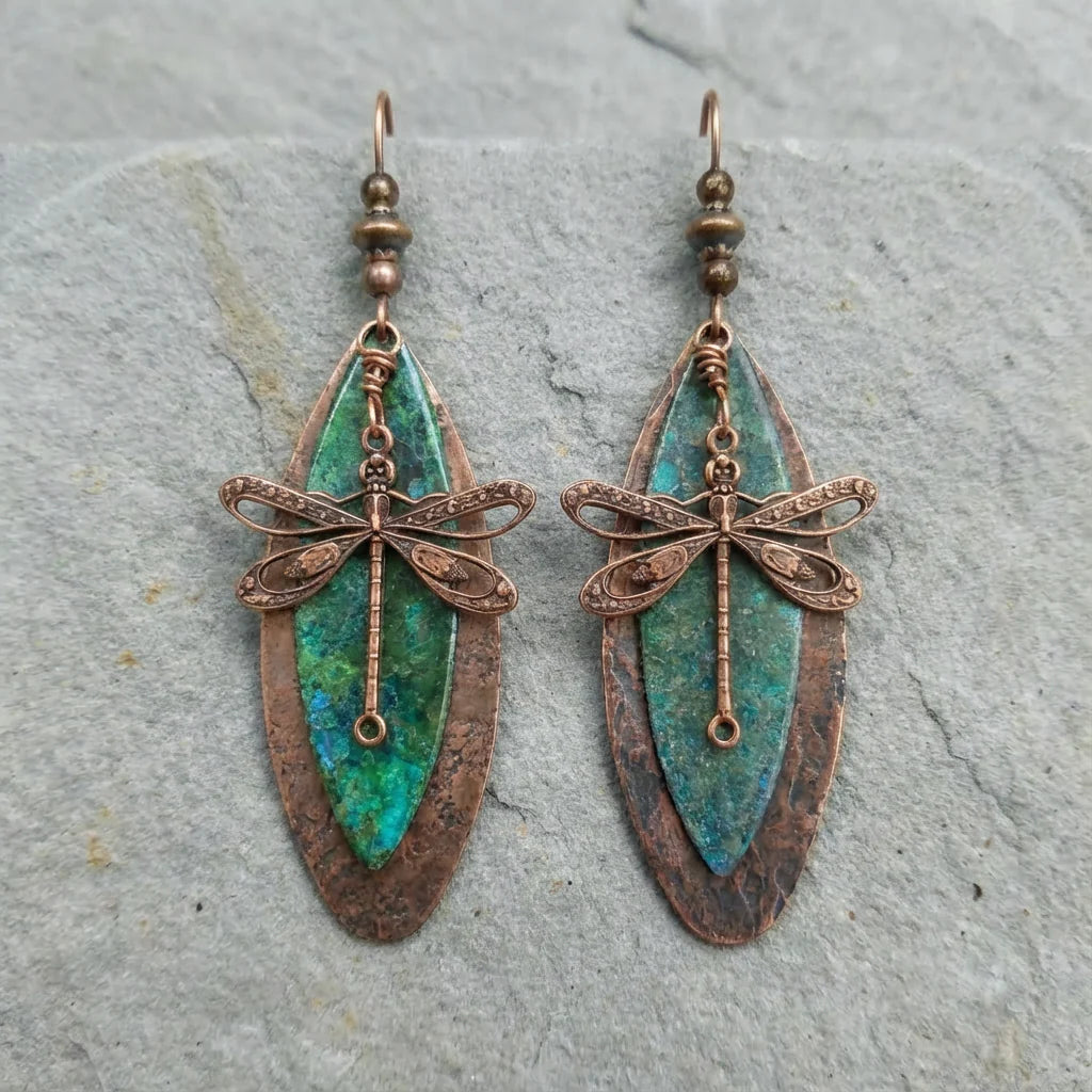 Pendientes colgantes vintage con libélulas bohemias