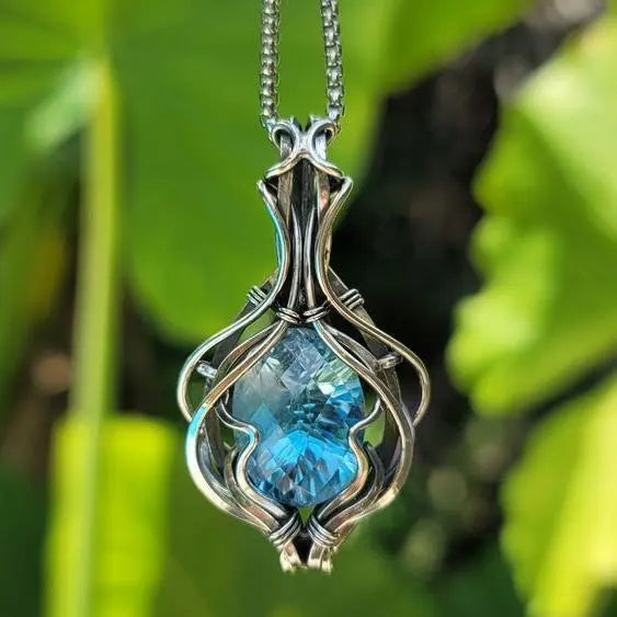 Colar Vintage Azul en Plateado