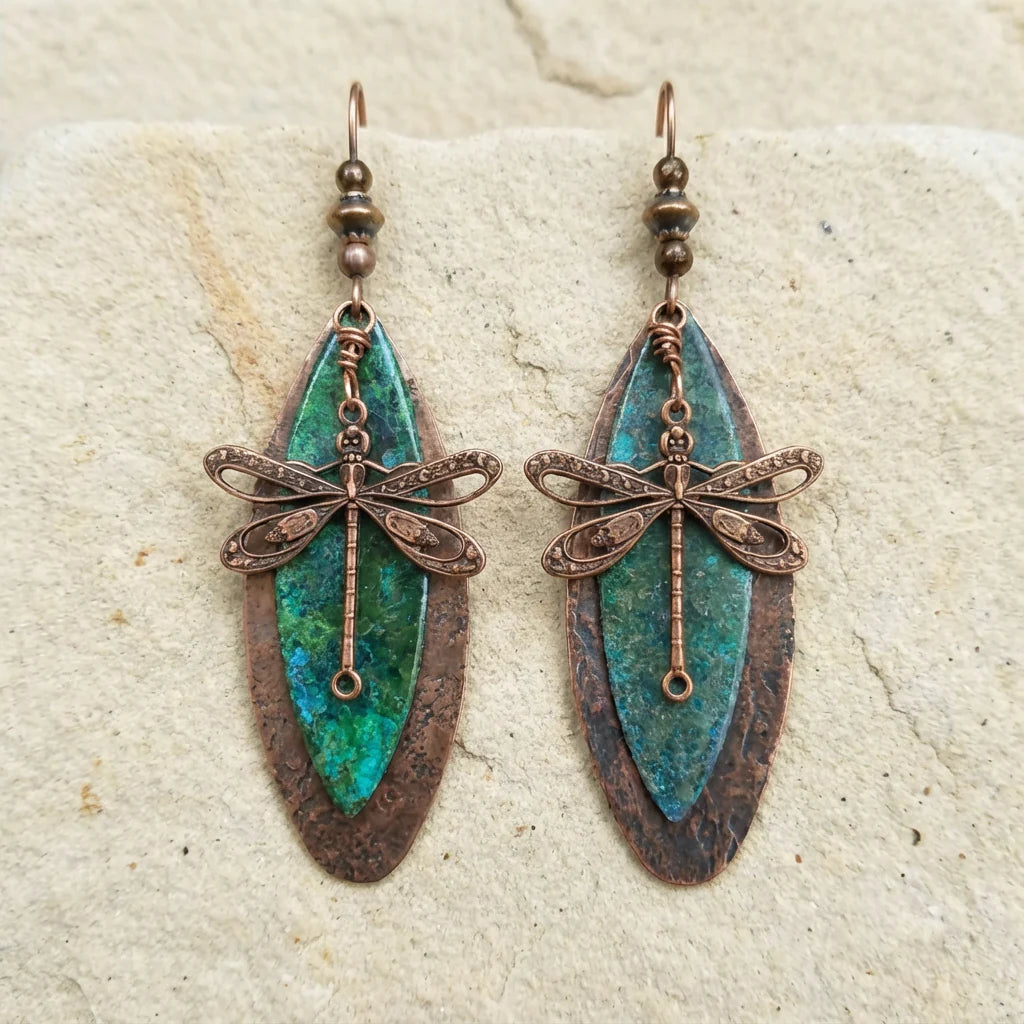 Pendientes colgantes vintage con libélulas bohemias