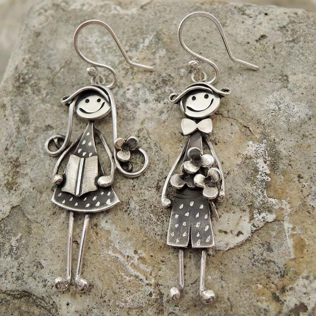 Pendientes colgantes vintage niño y niña