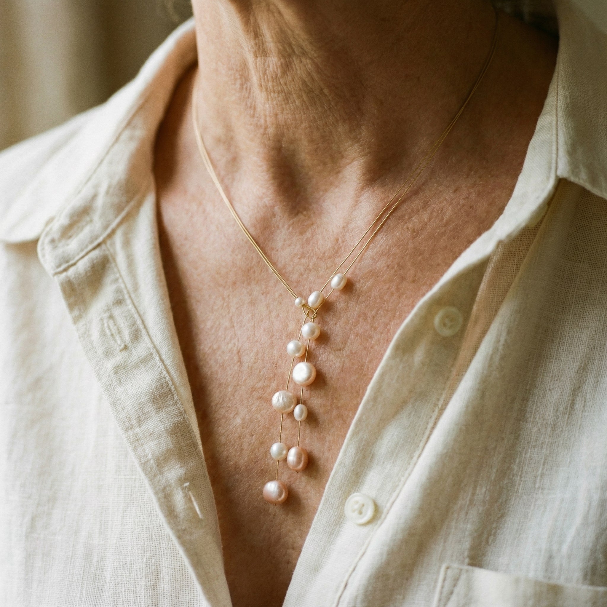 Elegante Collar de Perlas Pendientes