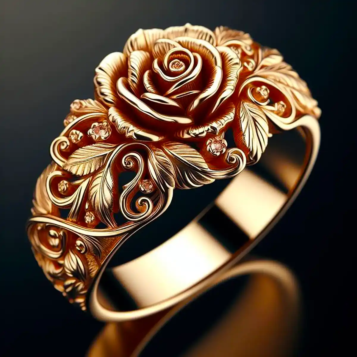 Anillo Dorado con Flor