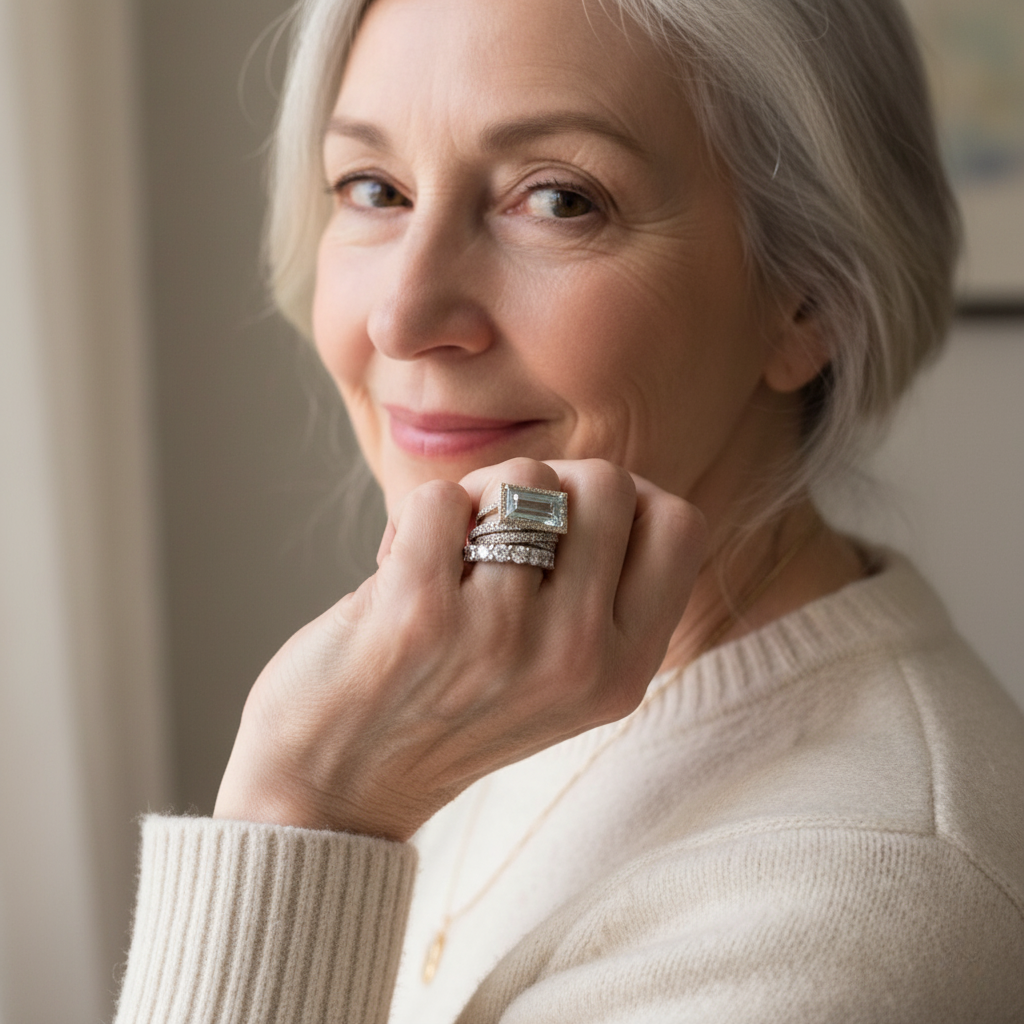Conjunto Vintage de Anillos de Plata con Turquesa de Vidrio