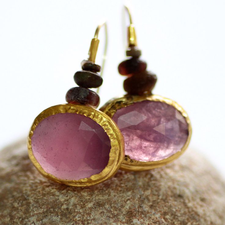 Pendientes vintage en oro rosa con cristales
