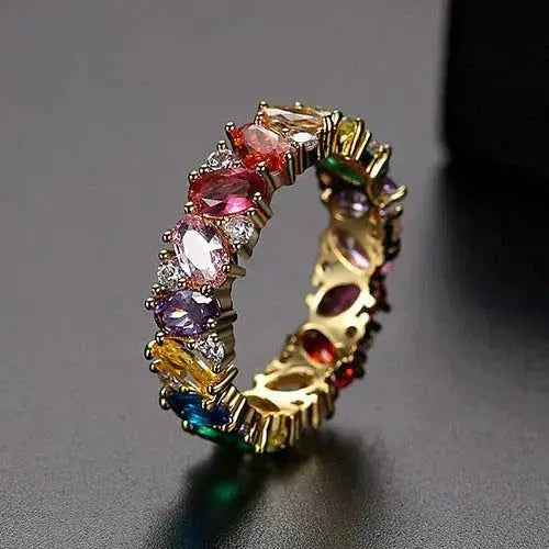 Anillo Vintage con Zircónias Multicolores