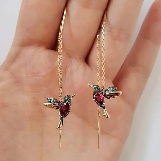 Pendientes con Colibrí en Esmalte y Zircónias